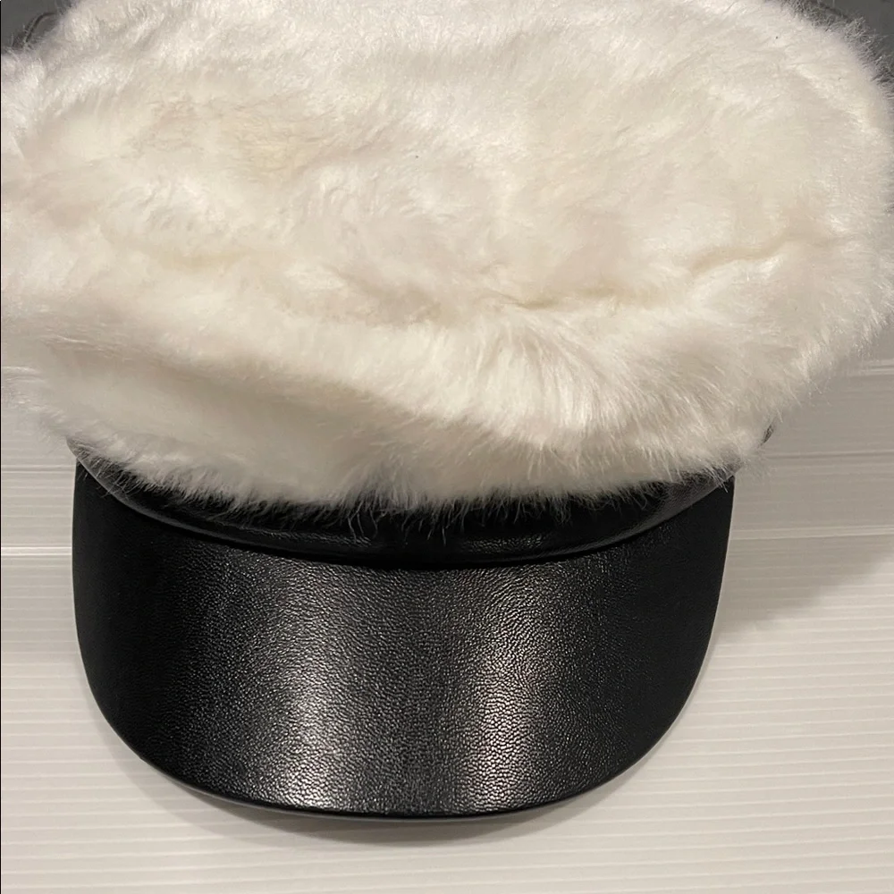 BCBGMaxAzria Black and White Faux Fur Cap - Picture 1 of 6